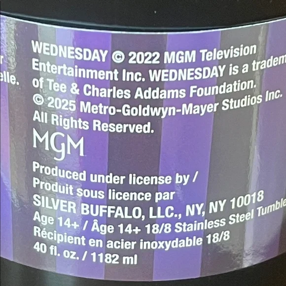 Wednesday Stainless Steel 40 oz Tumbler - On Wednesdays We Wear Black - Picture 4 of 5